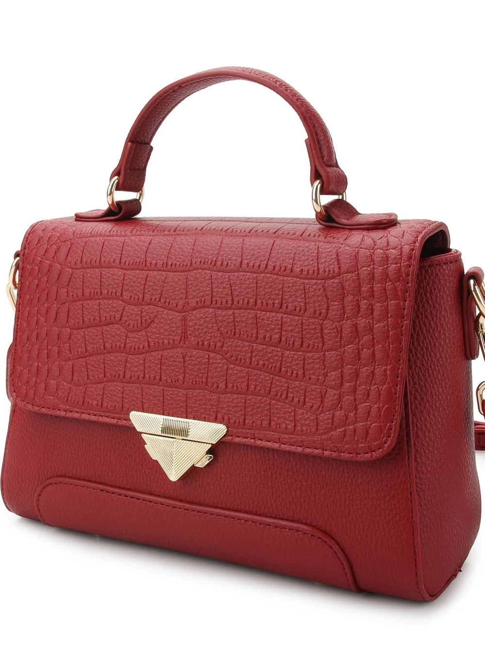 Structured Red Top-Handle Satchel Bag